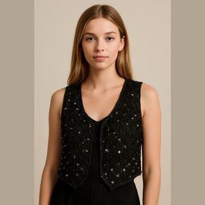Vintage 70s elegant sequin beaded vest